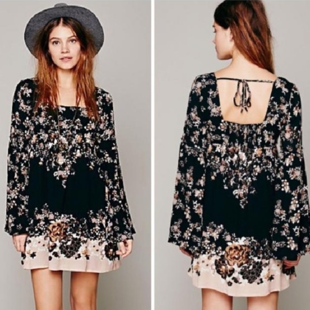 Free People Modern Chinoiserie Dress Mini Babydoll Boho Paisley Print - Picture 12 of 12